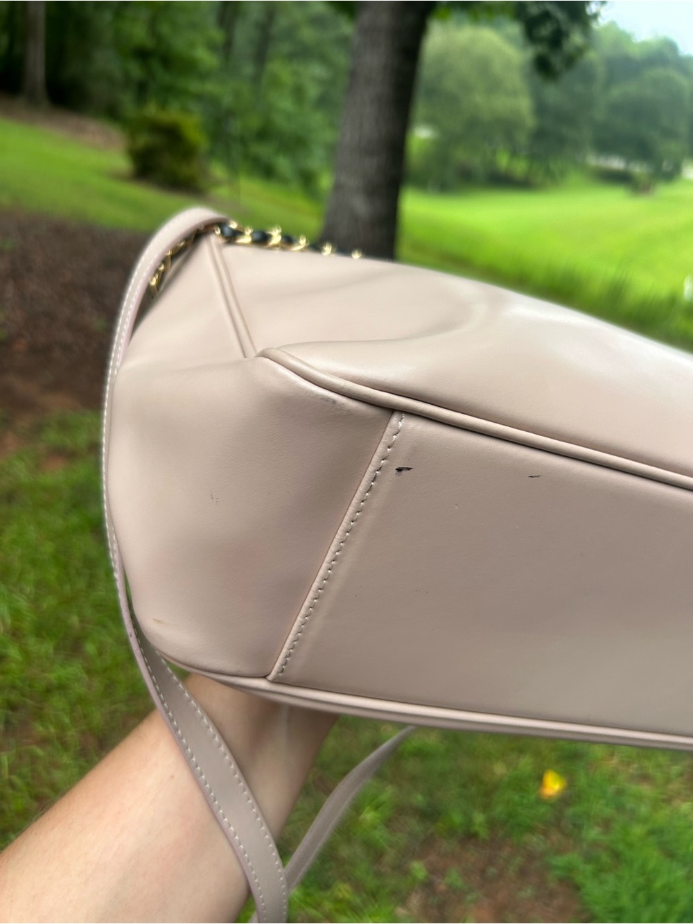 Furla Blush Pink Leather Tote Crossbody Bag Chain Detail Dust Bag - Read Details - Picture 11 of 15